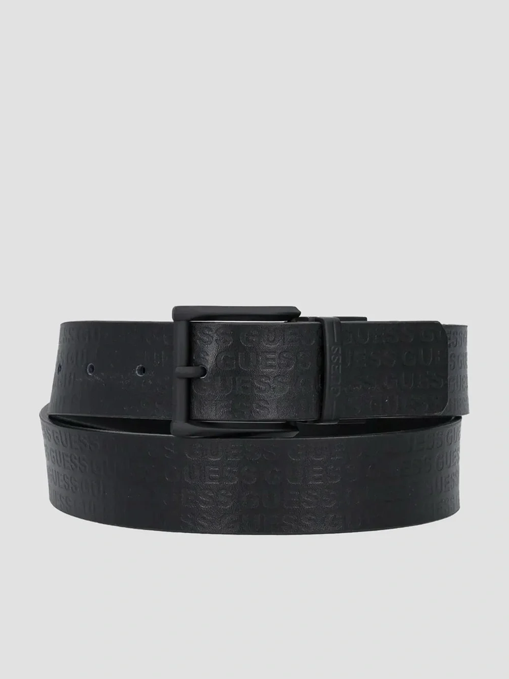 New Guess Black Embossed Logo Belt